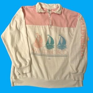 Vintage 1970 graphic San Francisco block color fleece sweater